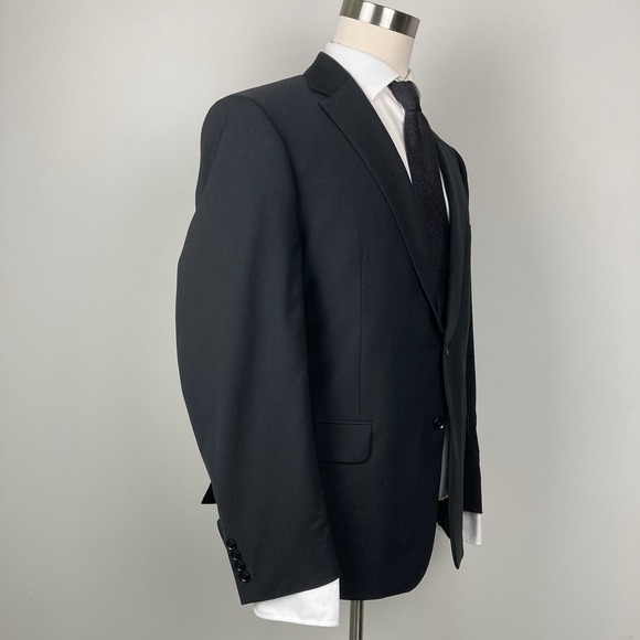 Calvin Klein Mens Suit Jacket Blazer Wool 44S‎ Black Solid Slim-fit E101557 - Picture 5 of 6